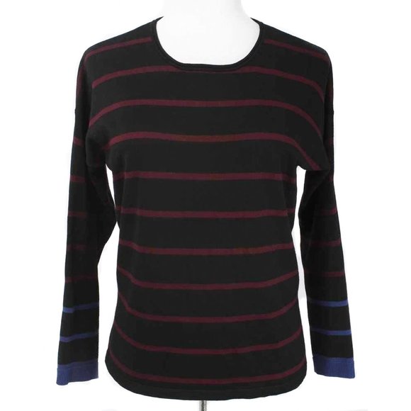 🍍VERVE AMI Black Striped Exposed Zipper Sweater - Picture 1 of 5